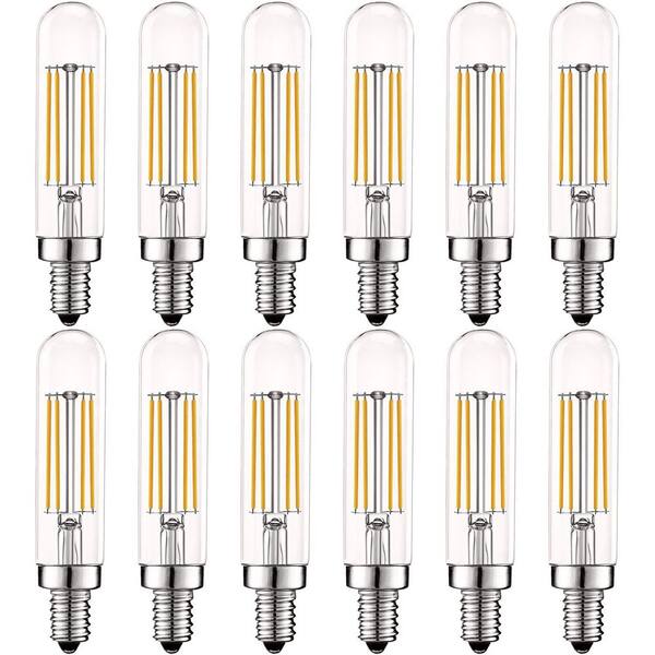 60W Equivalent T6.5 LED Light Bulb 5-Watts 3500K 500-Lumens Dimmable Edison Candelabra LED Tube Bulbs UL Listed 12-Pack