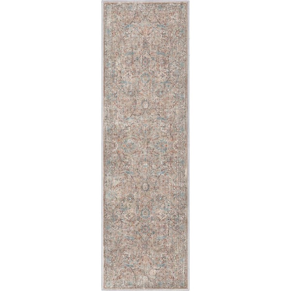 Ivory 2 ft. 3 in. x 7 ft. 3 in. Asha Emilia Vintage Persian Oriental Runner Area Rug