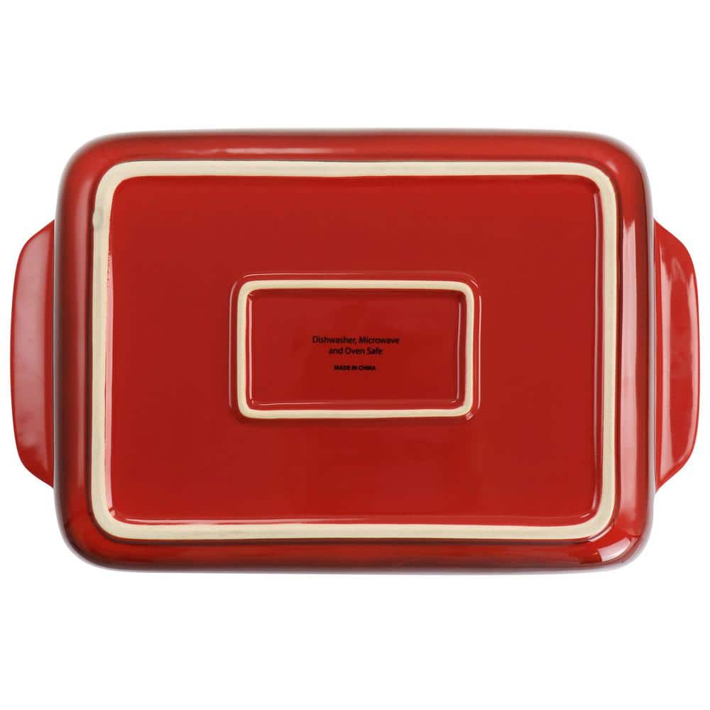 Gradient Red Ceramic Bakeware Set with Integrated Handles