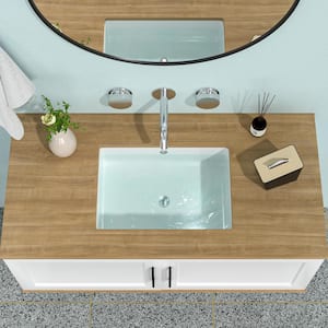 19 in. Ceramic Rectangular Undermount Bathroom Sink in White with Overflow
