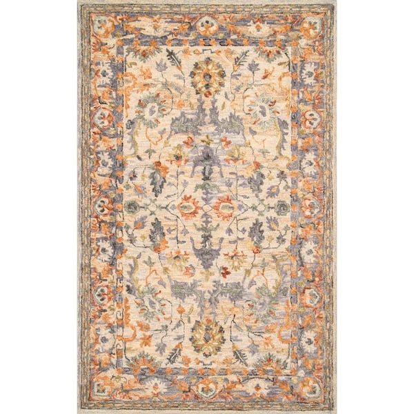 nuLOOM Mooney Floral Beige 8 ft. x 10 ft. Area Rug