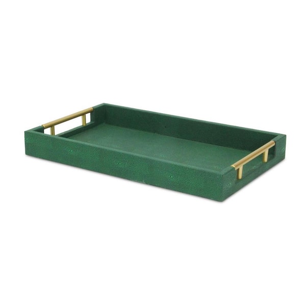 Green Rectangle Wood 15.75 in. Decorative Serving Tray