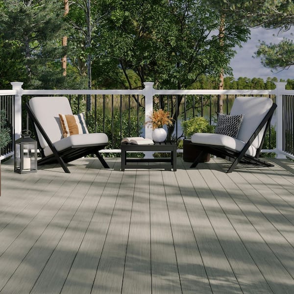 Summit 1 in. x 5-1/2 in. x 12 in. Glacier Slotted Composite Deck Board Sample