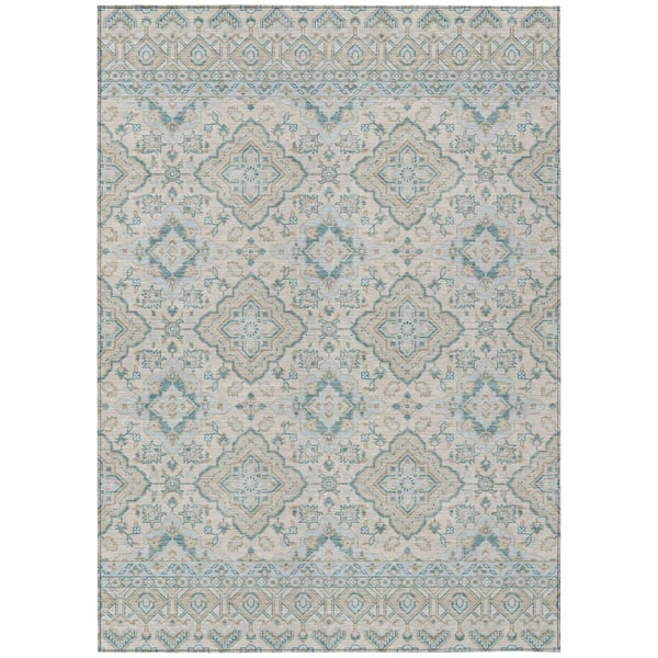 Chantille Machine Washable Indoor/Outdoor Abstract ACN3104 Linen 8 ft. x 10 ft. Area Rug