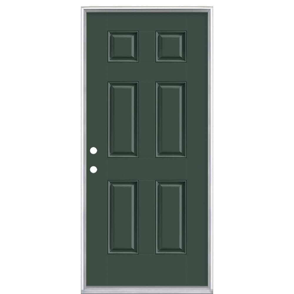 36 in. x 80 in. 6-Panel Conifer Right-Hand Inswing Painted Smooth Fiberglass Prehung Front Exterior Door, Vinyl Frame price history on PriceWatchPro