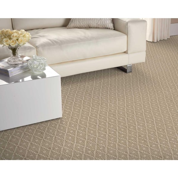 Merino Diamond Dot Camel Brown 12 ft. 36 oz. Wool Pattern Installed Carpet