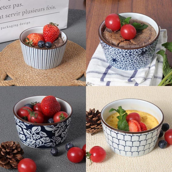 JFVKAF 6-Piece Round Porcelain Ramekin Set Oven Safe for Baking