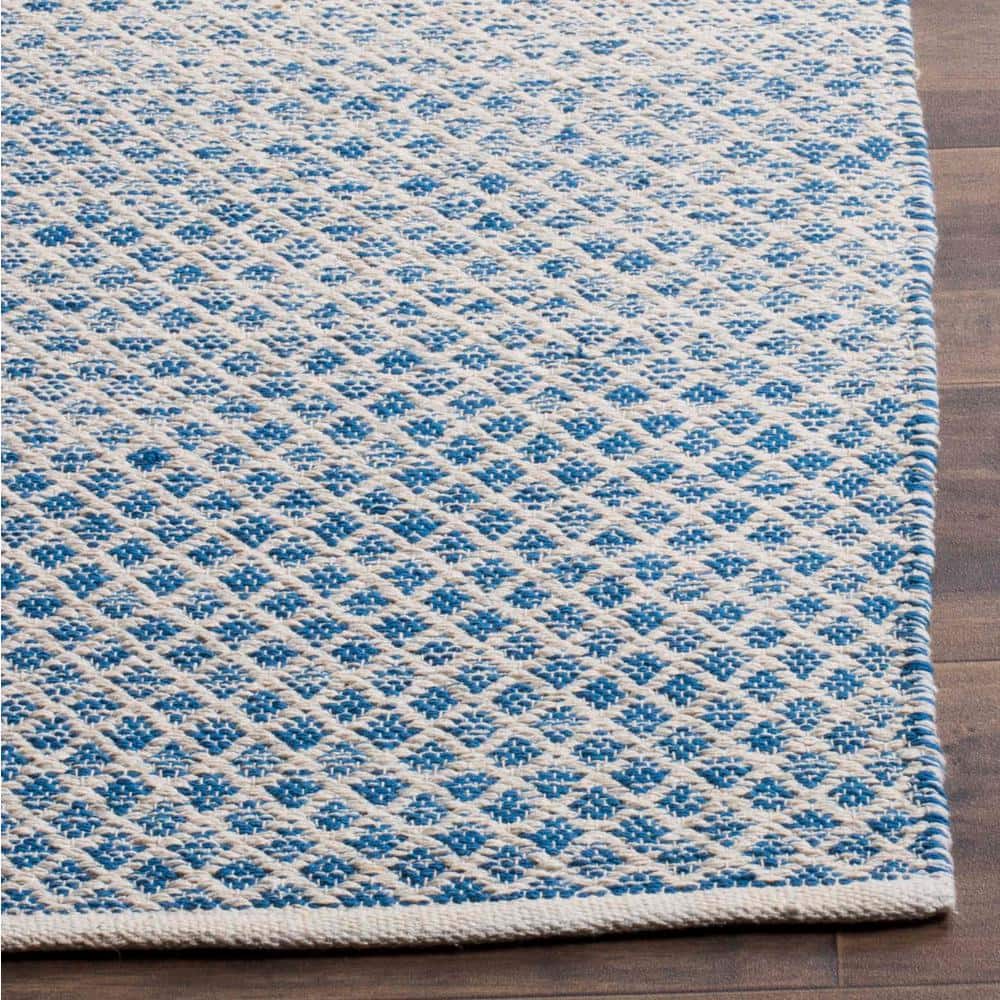 Handmade Blue/Ivory Cotton Flat Woven 4' x 6' Area Rug