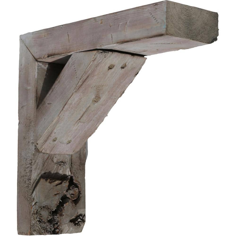 Reclaimed Gray Weathered Wood Farmhouse Shelf Bracket Set