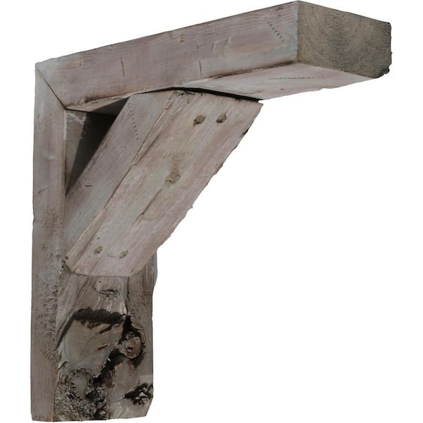 Ekena Millwork Barnwood Solid Wood Decor 3-1/2 in. W x 10 in. H x 8 in. D Reclaimed Grey Farmhouse Bracket (Case of 6)