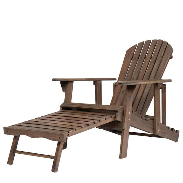 Unbranded Rustic Design Gray Folding Acaia Wood Adirondack Chair (1-Pack), Water-Resistant and Durable, for Patio Poolside