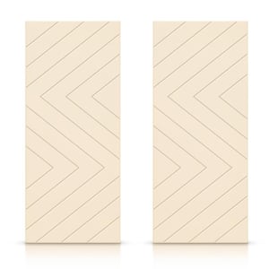 48 in. x 80 in. Hollow Core Beige Painted Composite MDF Interior Double Closet Sliding Doors