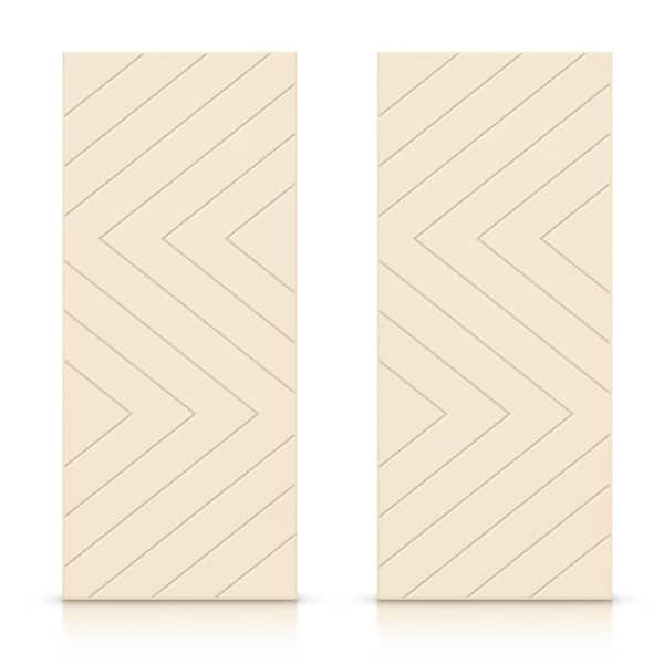 CALHOME 48 in. x 80 in. Hollow Core Beige Painted Composite MDF Interior Double Closet Sliding Doors