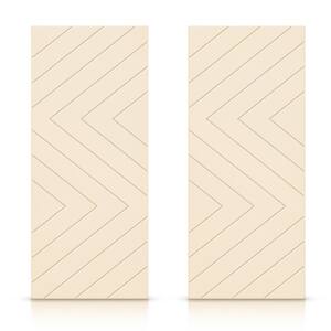 84 in. x 84 in. Hollow Core Beige Painted Composite MDF Interior Double Closet Sliding Doors
