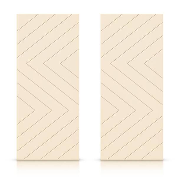 CALHOME 84 in. x 96 in. Hollow Core Beige Painted Composite MDF Interior Double Closet Sliding Doors