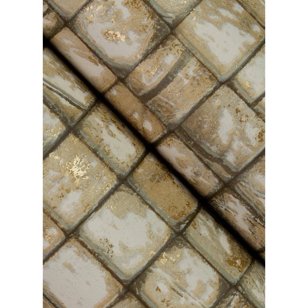 Neutral Brown and White 3D Tiled Wallpaper