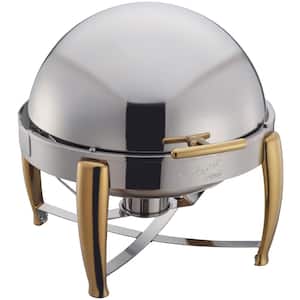 Virtuoso 6 qt. Stainless Steel Extra Heavyweight Round Chafing Dish with Roll-top