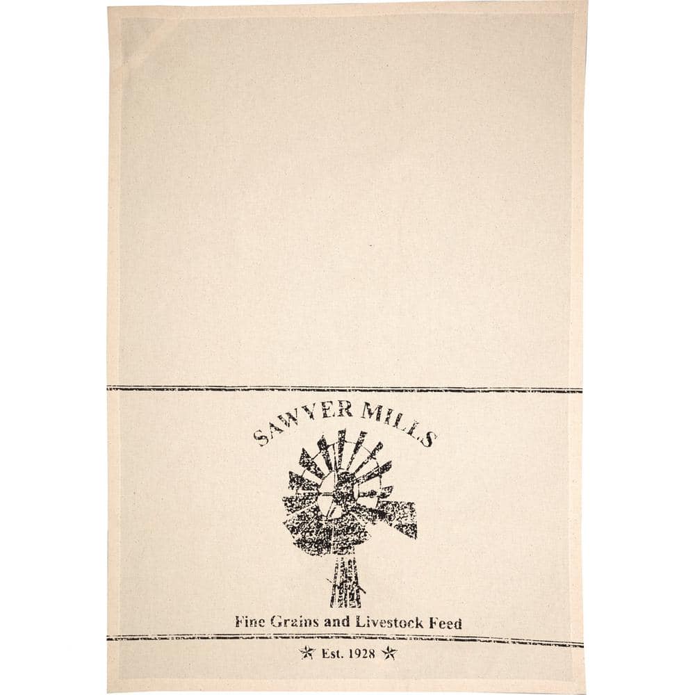Sawyer Mill Charcoal Windmill Cotton Muslin Tea Towel 19x28