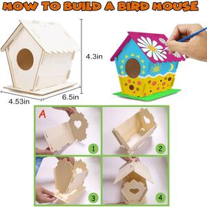 Kit De Construction 5 Mangeoires Et Nichoirs à Oiseaux En Bois à Peindre - Activité Manuelle Enfants, Bricolage Nature, Peinture Non Incluse