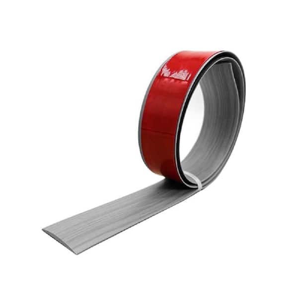 Wellco 1.5 in. x 9.8 ft. Grey Grain Floor Transition Strip Self Adhesive For Joining Floor Gaps, Carpet Threshold Transition