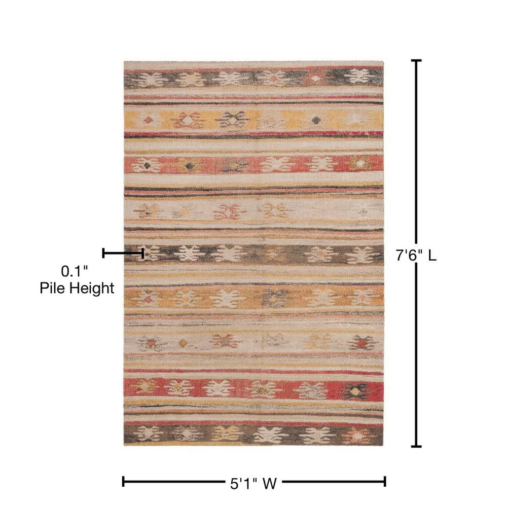 Taupe and Multi Stripe Low Pile Outdoor Rug