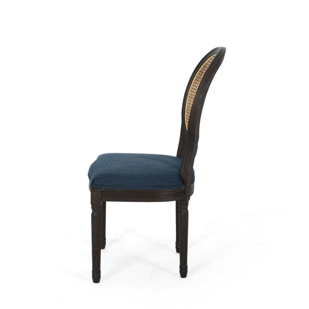 Elegant Navy Blue High-Back Wooden Side Chair Set of 2