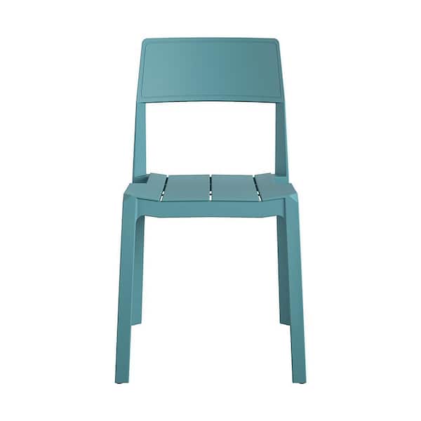 Cosco Novogratz Poolside Chandler Turquoise Stacking Resin Outdoor Dining Chair (4-Pack)