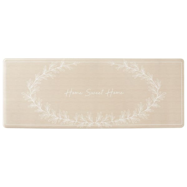 Bloomfield Home Sweet Home Leaf Frame Beige 18 in. x 48 in. Rectangle Runner Mat
