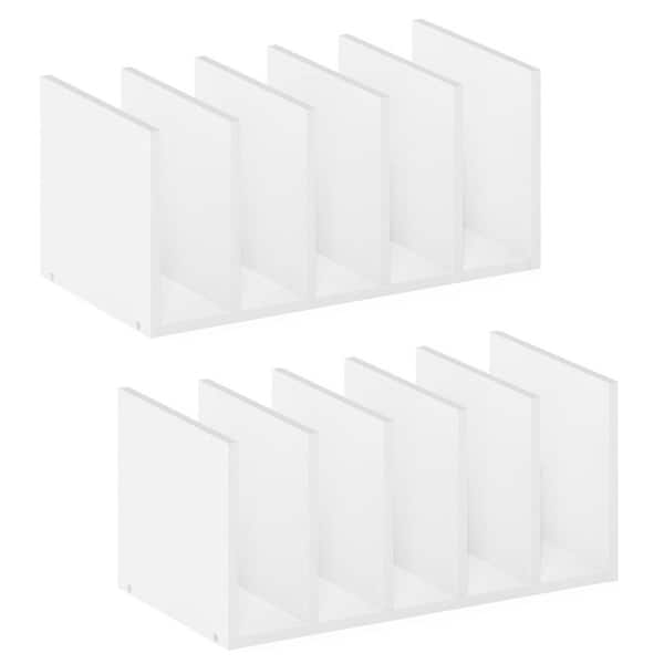 White 16.3 in. x 6.6 in. Wood Modern Desk Organizer, Set of 2