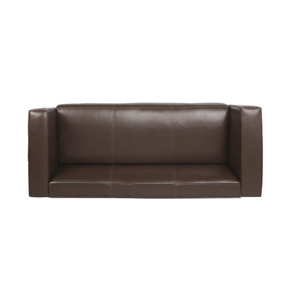 Luxurious Dark Brown Faux Leather Lawson 3-Seater Sofa with Tapered Legs