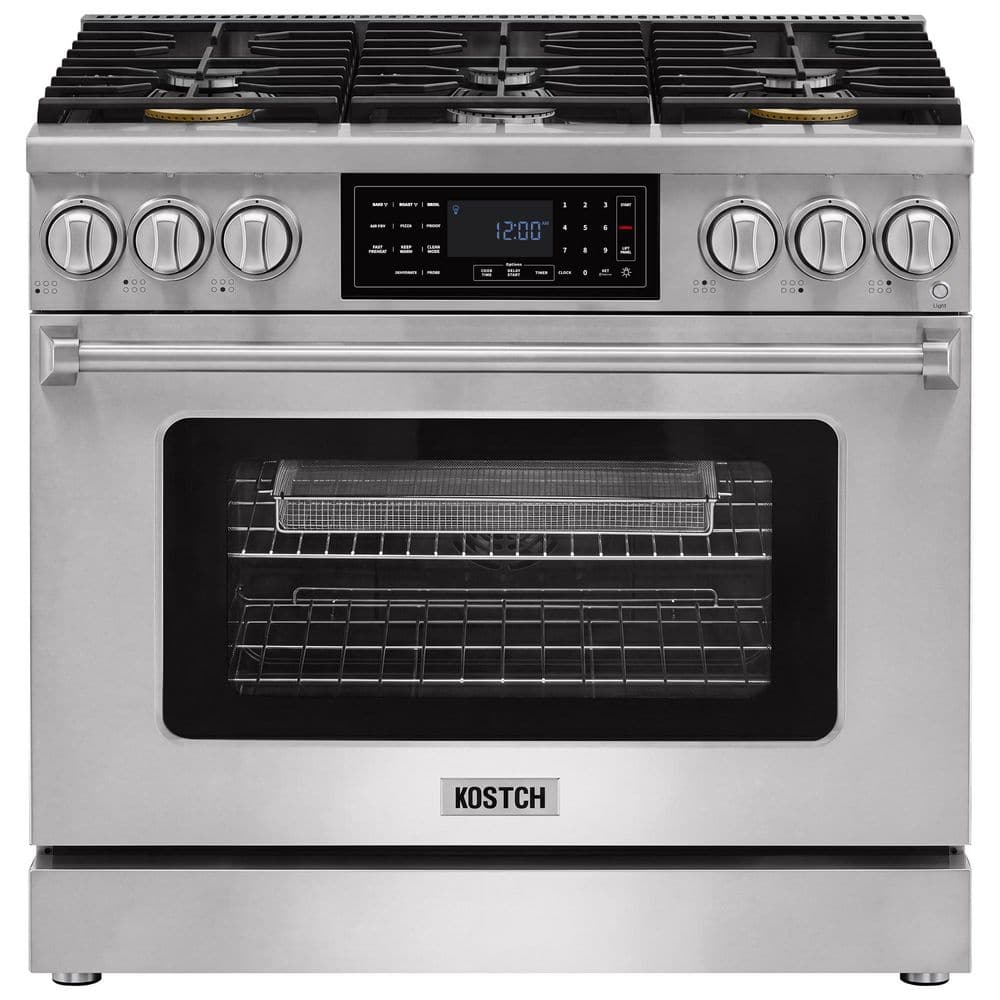 Tilt Panel 36 in. 6 Burners Freestanding Gas Range w/ 6.2 cu. ft. Self-Clean Air Fry Convection Oven in Stainless Steel price history on PriceWatchPro