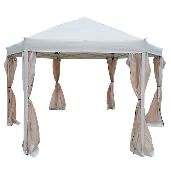 Boosicavelly 13 ft. W x 13 ft. D Metal Light Gray Outdoor Patio Canopy Gazebo with Strong Steel Frame Storage Bag