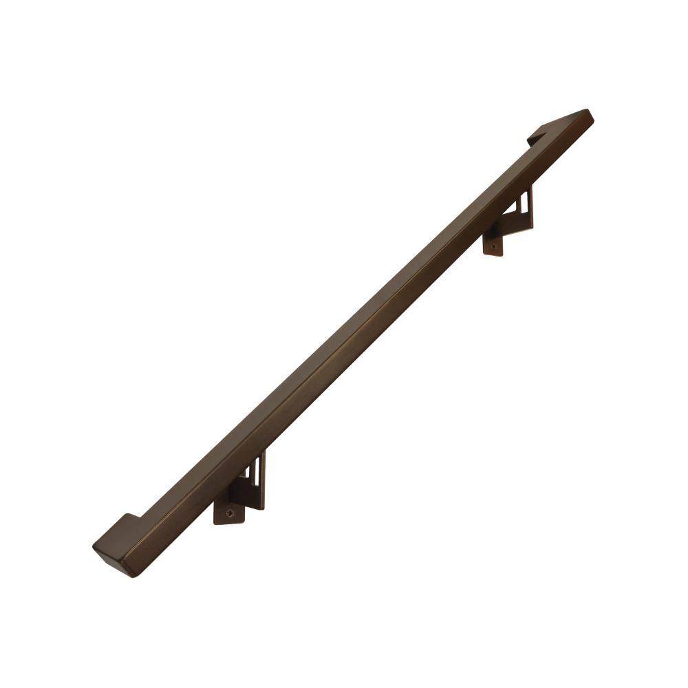2 Foot L Modern Aluminum Rectangular Handrail Returns to Wall, Adjustable Brackets, Bronze Powder Coated price history on PriceWatchPro