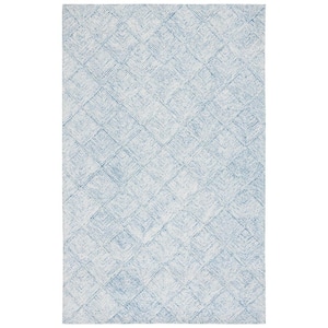 Abstract Blue/Ivory Doormat 3 ft. x 5 ft. Marle Diamond Chevron Area Rug
