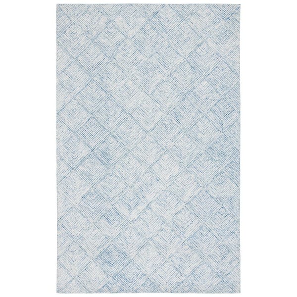 SAFAVIEH Abstract Blue/Ivory Doormat 3 ft. x 5 ft. Marle Diamond Chevron Area Rug