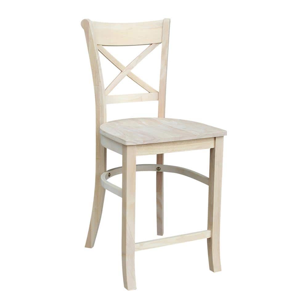 Charlotte 24" Traditional Parawood Counter Height Stool, Unfinished
