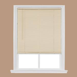 Ivory Cordless 1 in. Room Darkening Vinyl Mini Blind with White Backside 23 in. W x 42 in. L