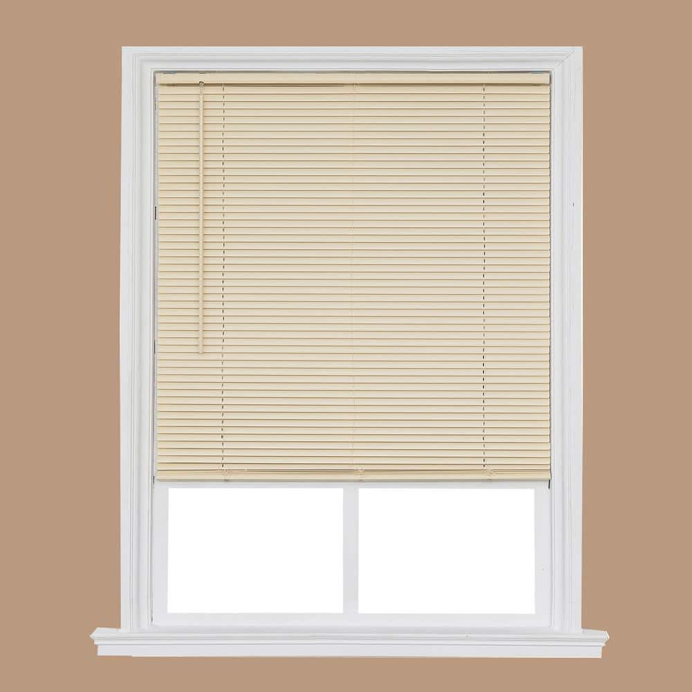 Ivory Cordless 1 in. Room Darkening Vinyl Mini Blind with White Backside 23-3/4 in. W x 64 in. L -  Home Basics, CCDDX2464-23.75