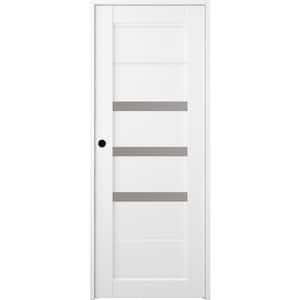 18 in. x 80 in. Right-Hand 3-Lite Frosted Glass Solid Core Rita Bianco Noble Wood Composite Single Prehung Interior Door