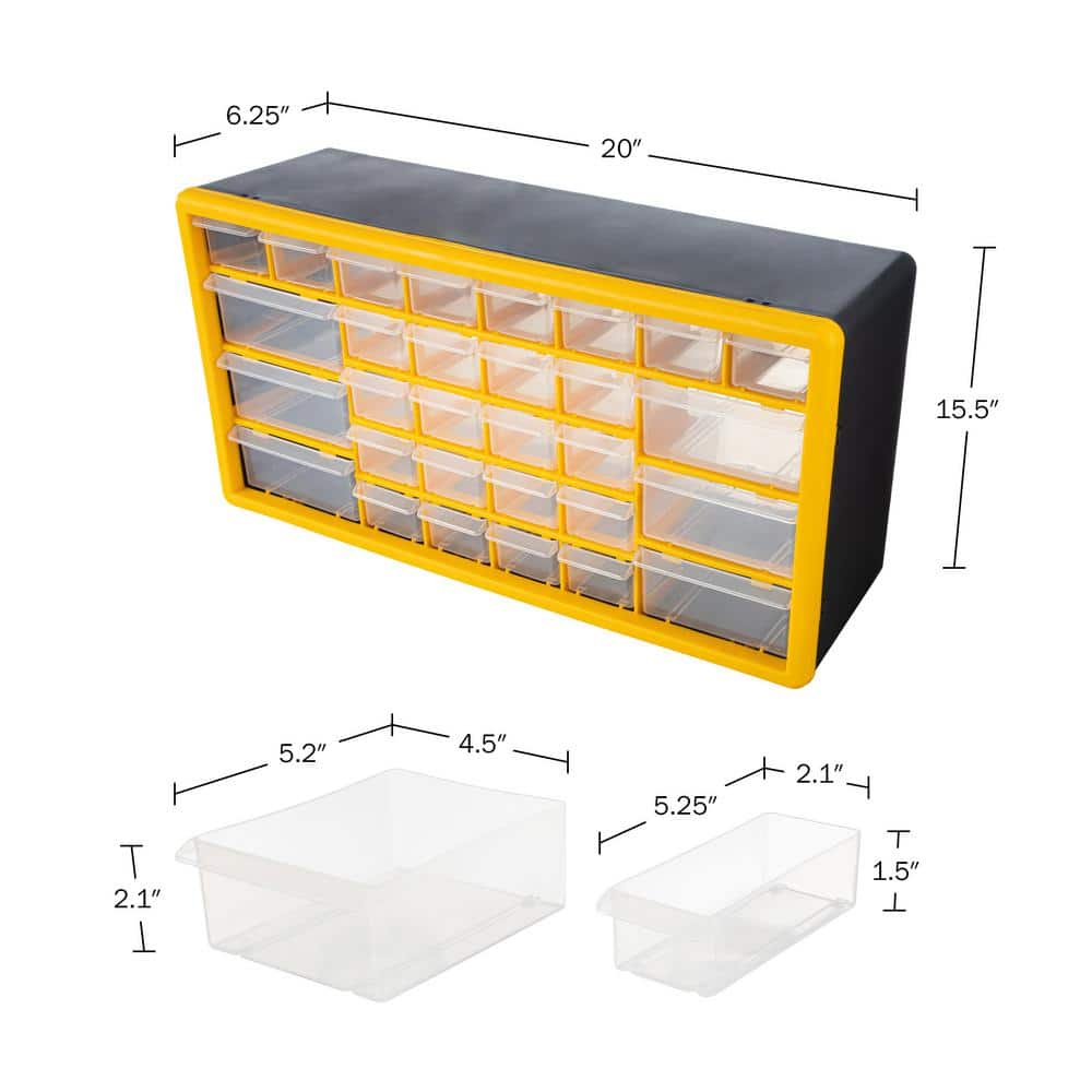 Yellow and Black 30-Drawer Plastic Small Parts Organizer