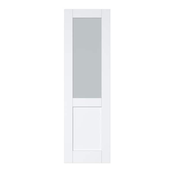 24 in. x 96 in. 1/2 Lite Tempered Frosted Glass White Primed Solid Core MDF Interior Door Slab