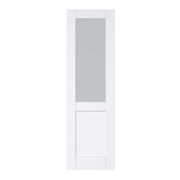 ARK DESIGN 24 in. x 80 in. Solid Core MDF 1/2 Frosted Glass, Manufactured Wood Primed White Interior Door Slab for Pocket Door