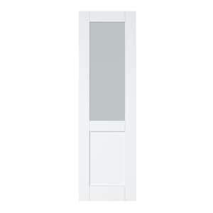 24 in. x 96 in. 1/2 Lite Tempered Frosted Glass White Primed Solid Core MDF Interior Door Slab