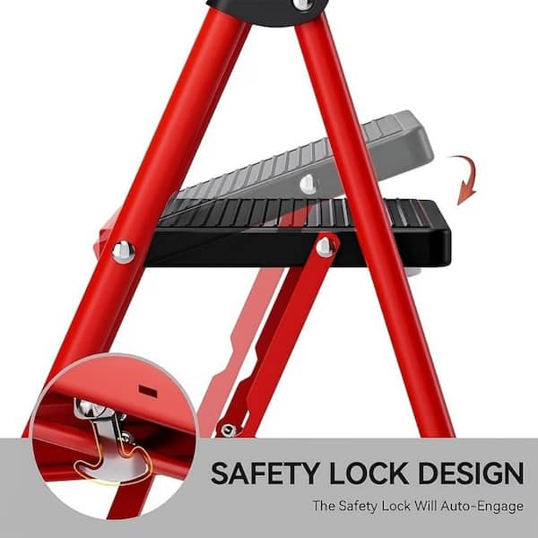 3.2 ft. Carbon Steel Lightweight Step Ladder (9 ft. Reach) 500 lbs. Load Capacity with Non-Marring Feet