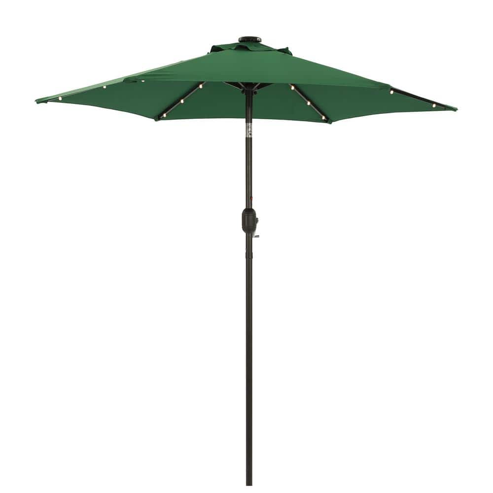 7.5 ft. x 7.5 ft. 50 Plus UPF Solar Lighted Crank Tilt Steel Market Patio U