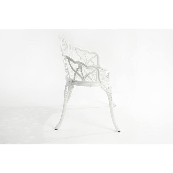White 2-Person Cast Aluminum Outdoor Patio Garden Bench Park Bench
