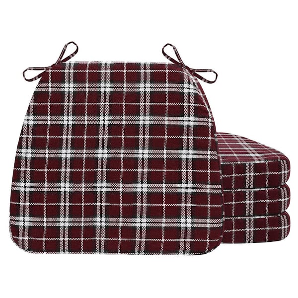 AAAAAcessories 16 in. x 17 in. Trapezoid Indoor Seat Cushion Dining Chair Cushion in Red Checkered (4-Pack)