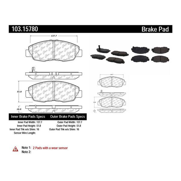 Centric Parts Disc Brake Pad Set 2013-2015 Honda Civic 1.5L