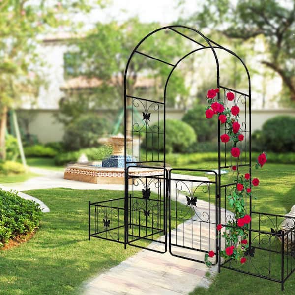 79.5 in. W x 86.6 in. H Outdoor Metal Garden Rose Arch, Climbing