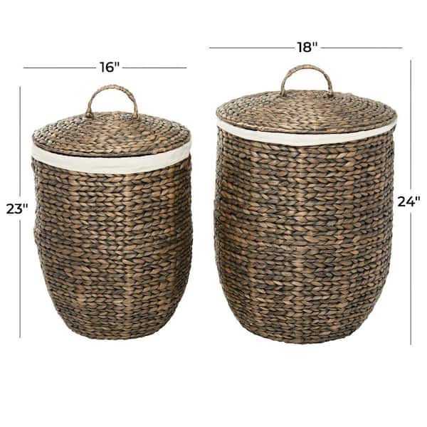 Seagrass Handmade Storage Basket with Liner and Matching Tops (Set of 2)